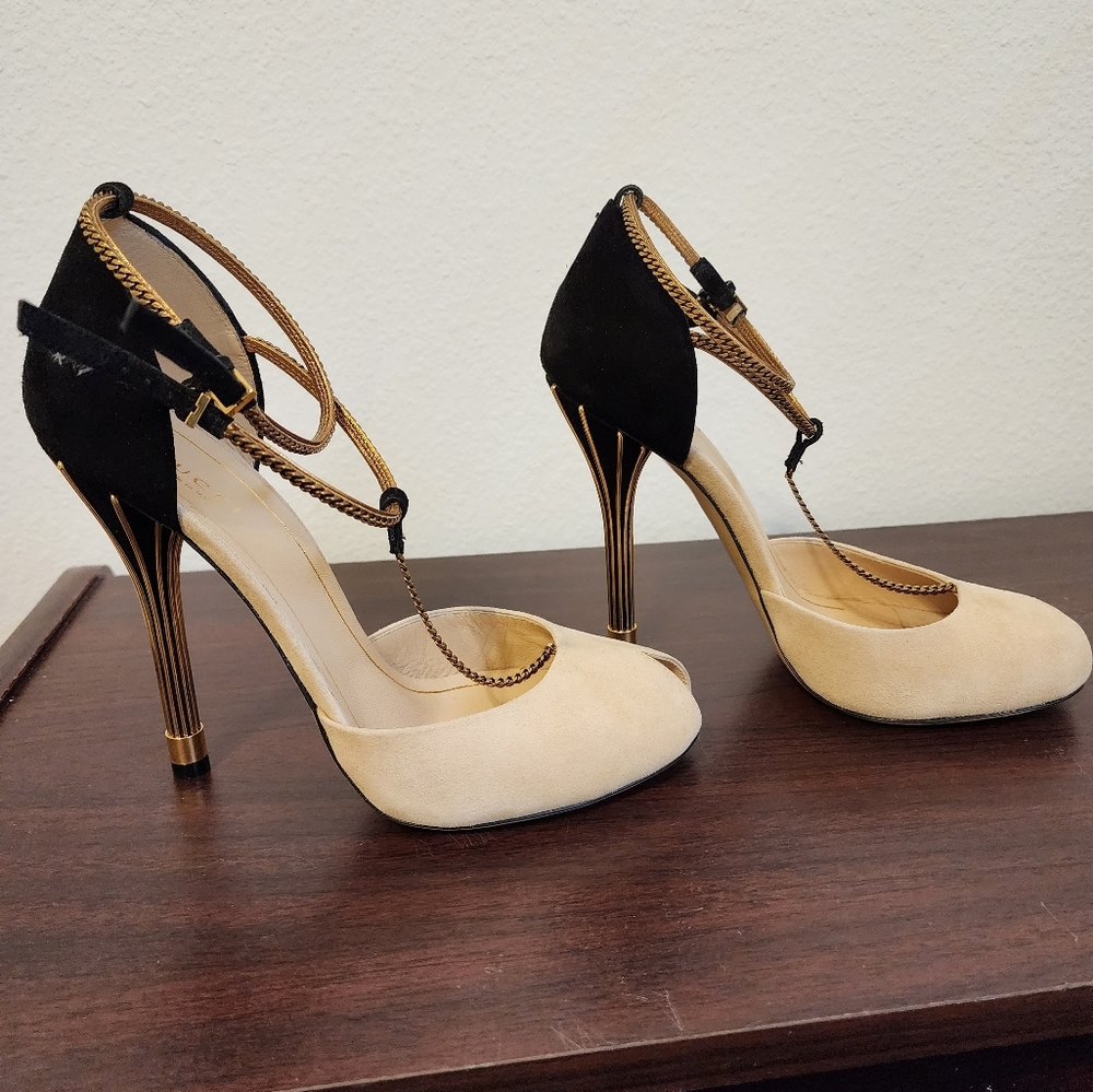 Gucci Ophelie High Heel Open-toe T-strap shoes 38.5 - Picture 10 of 10